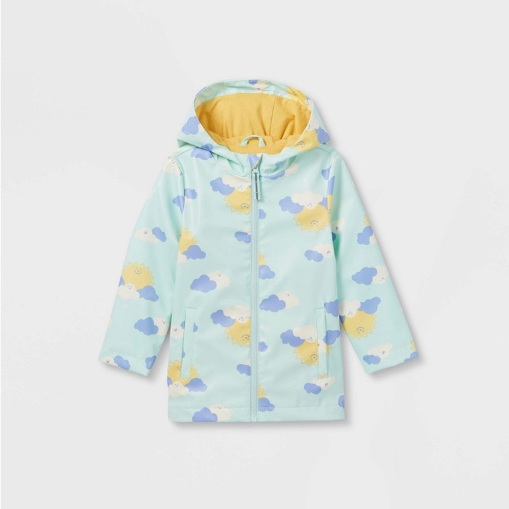 Cat & Jack raincoat with hood clouds 12M NWT